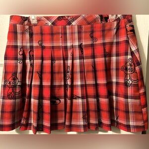 Urban Outfitters, red , L, pleated skirt, Bears, Stars, Flowers, Lighting Rods!!